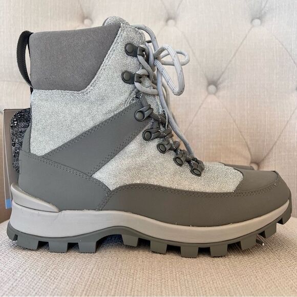 Hunter Glitter Insulated Waterproof Commando Snow Boots Grey US 8 - Picture 4 of 9